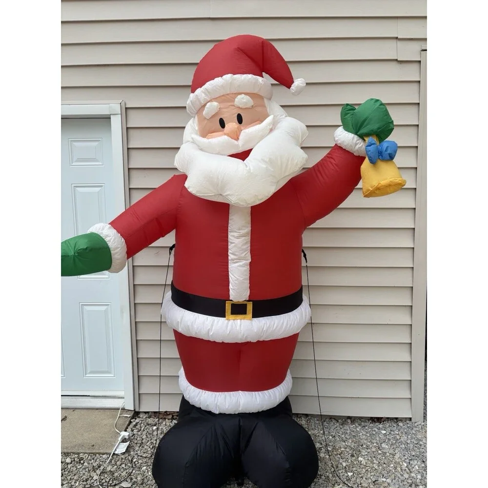Gemmy 7 Ft Airblown Inflatable Giant Santa with Golden Bell Indoor/Outdoor 2022